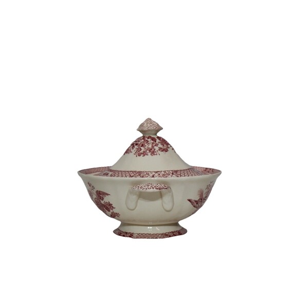 A Beautiful Vintage Mason Mason’s Stratford Pink Ironstone Covered Sauce Vegetable Tureen England Vtg